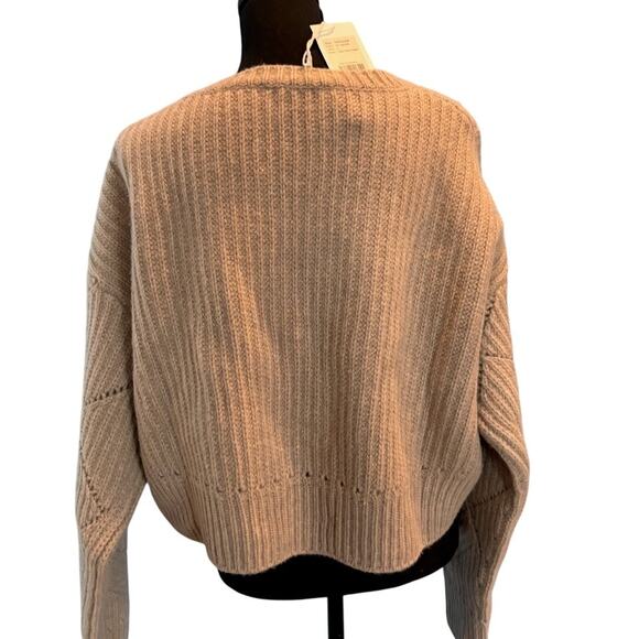NWT Thakoon 100% Merino Wool Sweater Argyle Pointelle Oversized Oatmeal L $260 - Picture 5 of 10